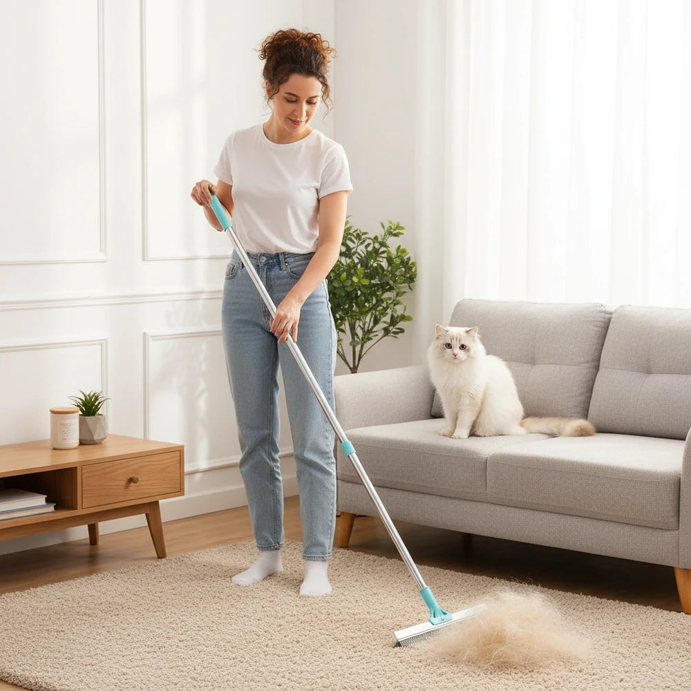 FurBuster Pro — Hands-Free Pet Hair Remover Rake with Adjustable Steel Handle