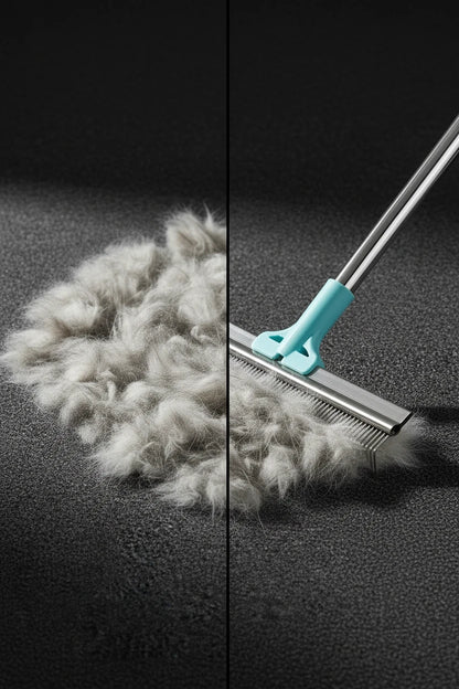 FurBuster Pro — Hands-Free Pet Hair Remover Rake with Adjustable Steel Handle